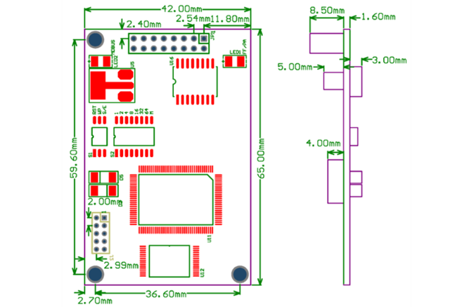 Outline dimension drawing of M0307 Modbus to Profibus PA embedded module.png