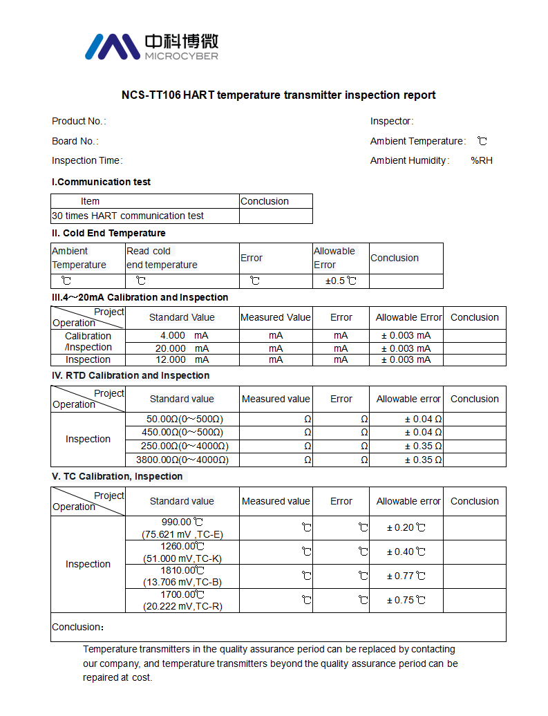 NCS-TT106H Temperature Transmitter Inspection results report.png